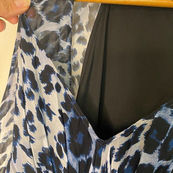 Diane Von Furstenberg Silk Blue Fleurette Leopard Print Dress Size 4 Lightweight - Picture 5 of 16